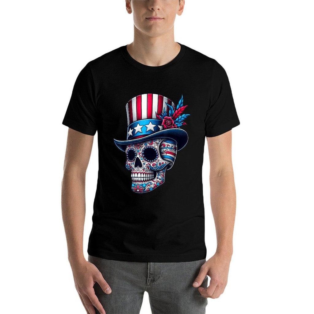 Independence Day Usa Patriot Skull 4th Of July Sugar Skull Comfortable T-Shirt