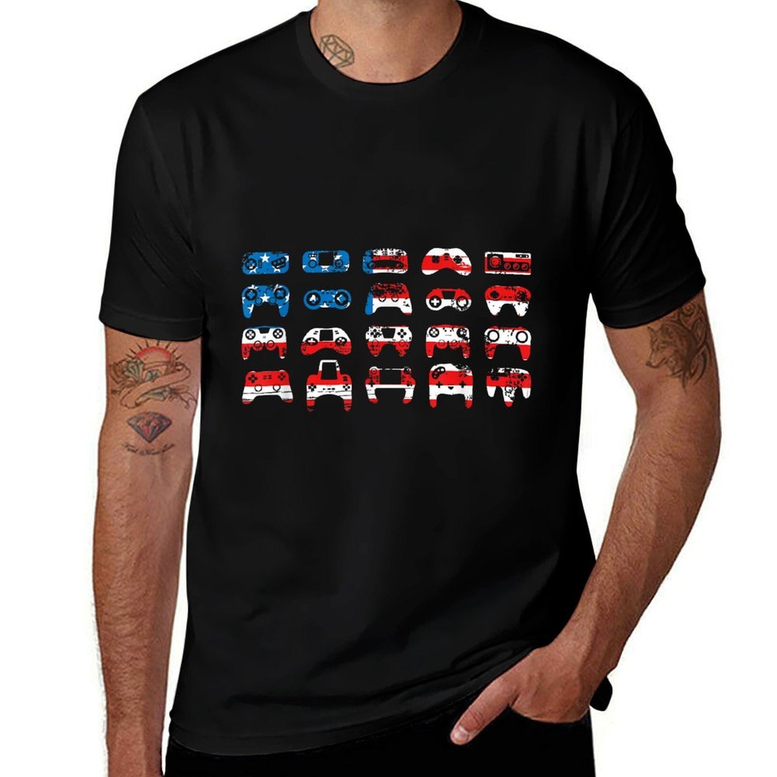 American Gamer July 4th Video Games USA Patriotic Pride  Fade-proof Color T-Shirt