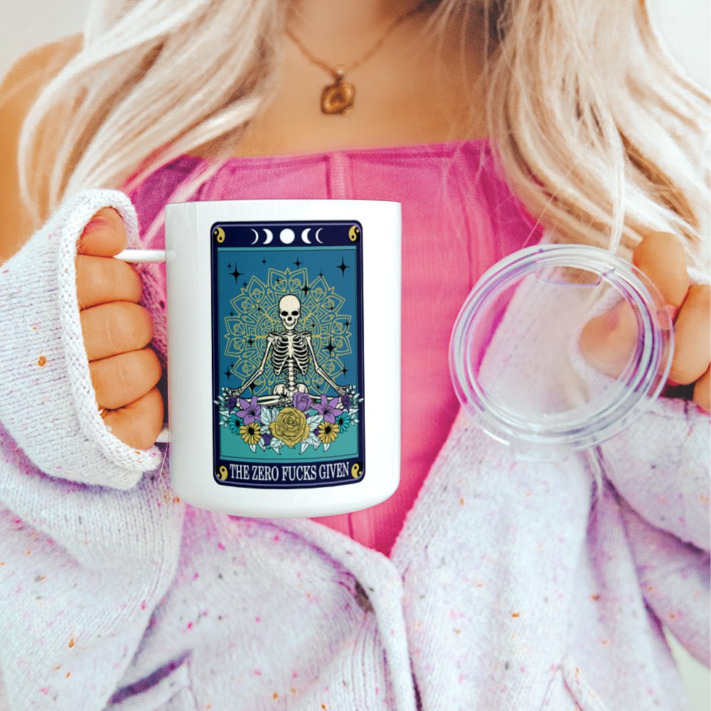 The Zero Fucks Tarot Card Insulated Travel Mug