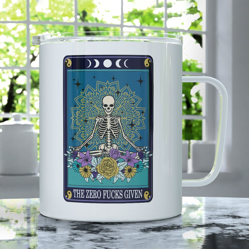 The Zero Fucks Tarot Card Insulated Travel Mug