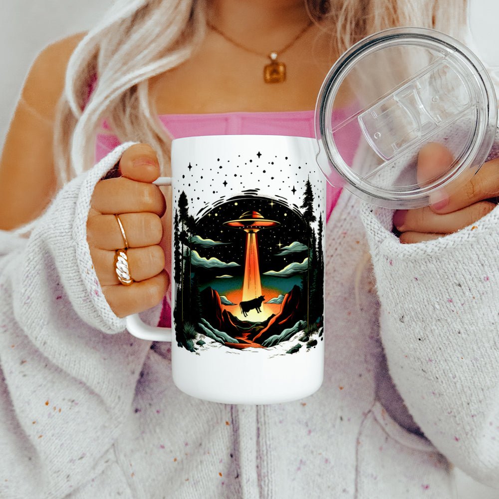 UFO Cow Abduction Insulated Travel Mug