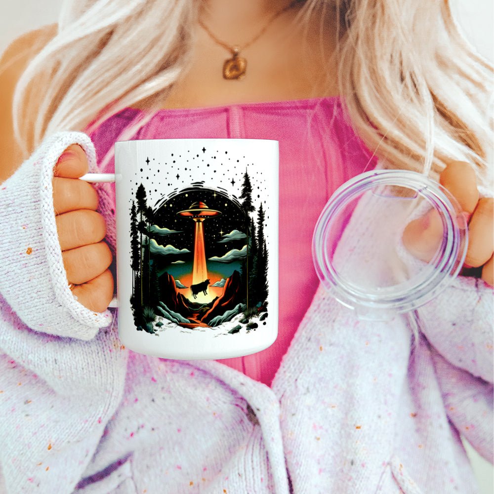 UFO Cow Abduction Insulated Travel Mug