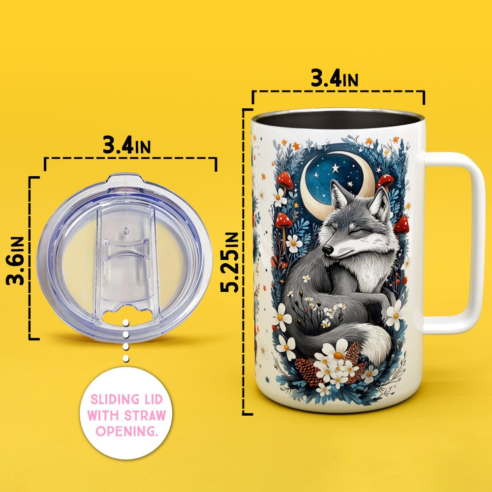 Woodland Winter Sleeping Wolf Insulated Travel Mug