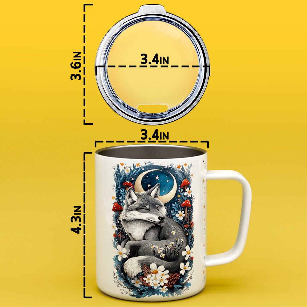 Woodland Winter Sleeping Wolf Insulated Travel Mug
